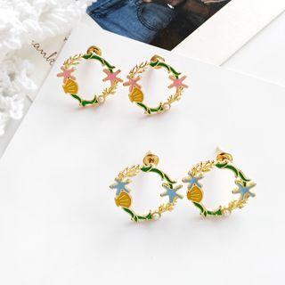 Alloy Shell & Starfish Hoop Earring