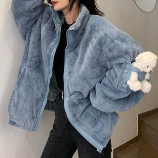 Bear Accent Fleece Zip-up Jacket
