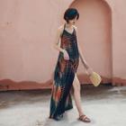 Printed Strappy Maxi Sun Dress As Shown In Figure - One Size