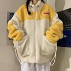 Drawstring Zip-up Fleece Jacket