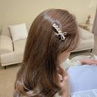 Bow Heart Faux Crystal Hair Clip Silver - One Size