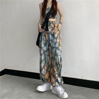 Crop Print Tank Top / Wide Leg Pants