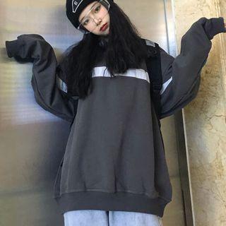Striped Neckline Panel Pullover