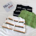 Color-block Striped V-neck Sleeveless Top