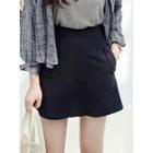 Linen Blend A-line Mini Skirt