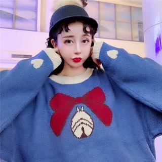 Bow Print Sweater As Shown In Figure - One Size