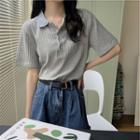 Short-sleeve Collar Henley T-shirt