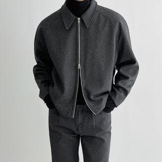 Two-way Zip Woolen Jacket