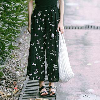 Wide-leg Floral Print Chiffon Pants