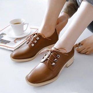 Faux Suede Block Heel Derby Shoes