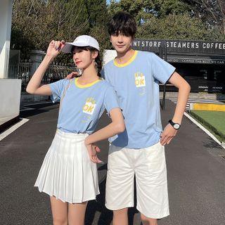 Couple Matching Short-sleeve Printed T-shirt / Shorts / Mini A-line Skirt/ Set