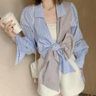 Two Tone Striped Shirt Blue - M