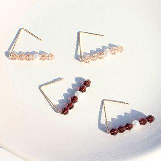 Bead Faux Pearl Triangle Swing Earring