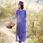 Crew-neck Long-sleeve Maxi Dress
