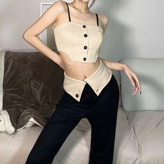 Plain Cropped Camisole Top / Straight Leg Pants