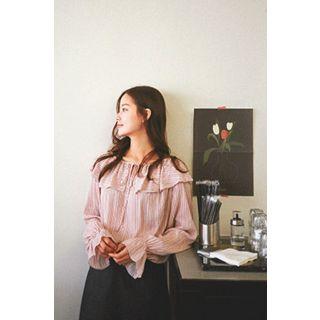 Capelet Ruffled Stripe Top