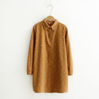 Embroidered Anchor Long-sleeve Shirtdress