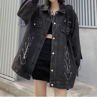 Chain Detail Oversized Denim Jacket