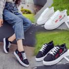 Platform Korean Character Embroidered Sneakers
