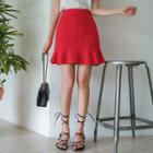 Linen Blend Frill-hem Skirt