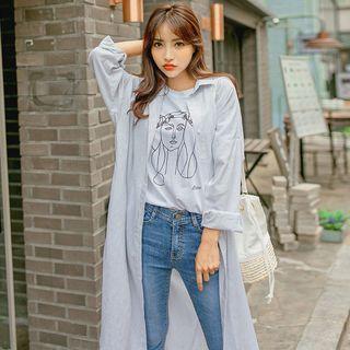 Pinstripe Longline Boxy Shirt