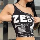 One-shoulder Lettering Tank Top