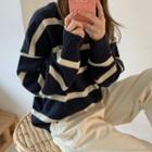 Striped Sweater Stripes - Navy Blue - One Size