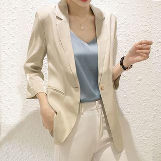 Long-sleeve Plain Slim-fit Blazer