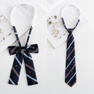 Striped Crown Print Bow Tie / Neck Tie