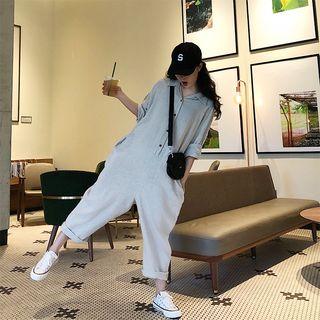 Long-sleeve Buttoned Jumpsuit