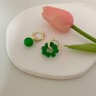 Asymmetrical Bead Drop Earring Green - One Size