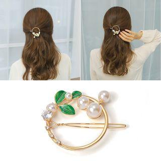 Faux Pearl Alloy Leaf Hair Clip