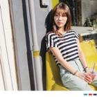 Deep V-back Stripes Top
