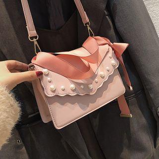 Faux Leather Scallop Edge Crossbody Bag