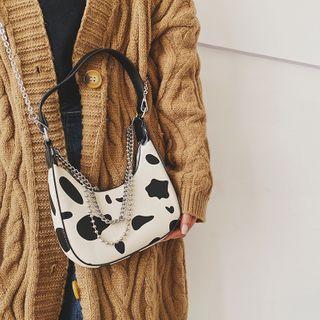 Faux Leather Zip Chain Crossbody Bag