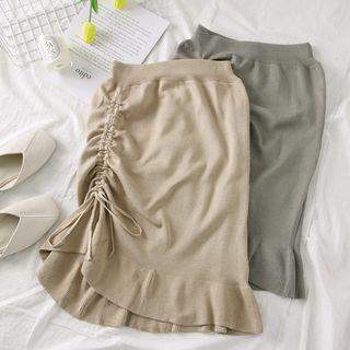 Summer-knit Drawstring Knit Skirt