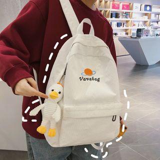Duck Charm Planet Embroidered Corduroy Backpack
