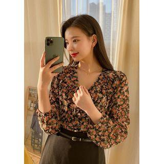 Ruffled Rosette Chiffon Blouse