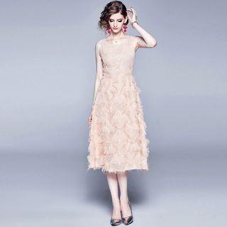 Sleeveless Lace A-line Midi Cocktail Dress