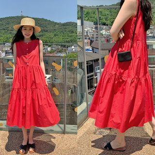Buttoned Tiered Midi Sundress