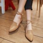 Pointy-toe Block-heel Ankle-strap Shoes