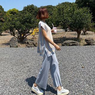 Sleeveless Top & Wide Pants Knit Set