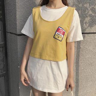 Set: Print Tank Top + Short-sleeve T-shirt