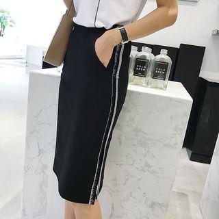 Contrast Trim Fitted Skirt