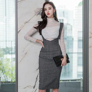 Lace Long-sleeve Top / Midi Jumper Dress