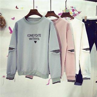 Stripe Inset Lettering Pullover