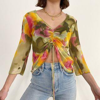 3/4-sleeve Tie Dye Top