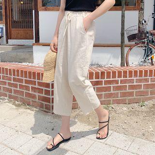 Drawcord Wide-leg Crop Pants