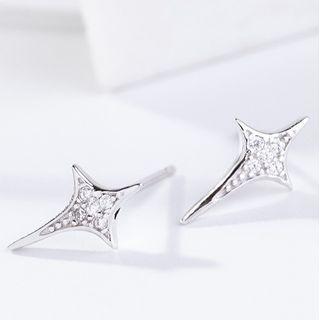 Sterling Silver Star Stud Earring As Shown In Figure - 925 Silver