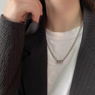 Number Bead Chain Necklace Silver - One Size
